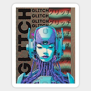 aesthetic cyberpunk cyborg girl Sticker